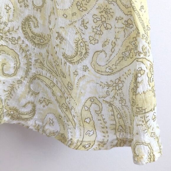Lucky Brand Yellow Paisley Boho Midi Dress Size L Short Flutter Sleeves - Picture 8 of 10